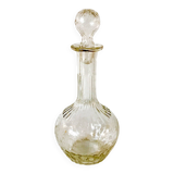 engraved glass wine carafe round stopper 50s