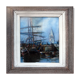 Painting Marine XIX° signed H. Chopeler pastel Port boat masts + frame