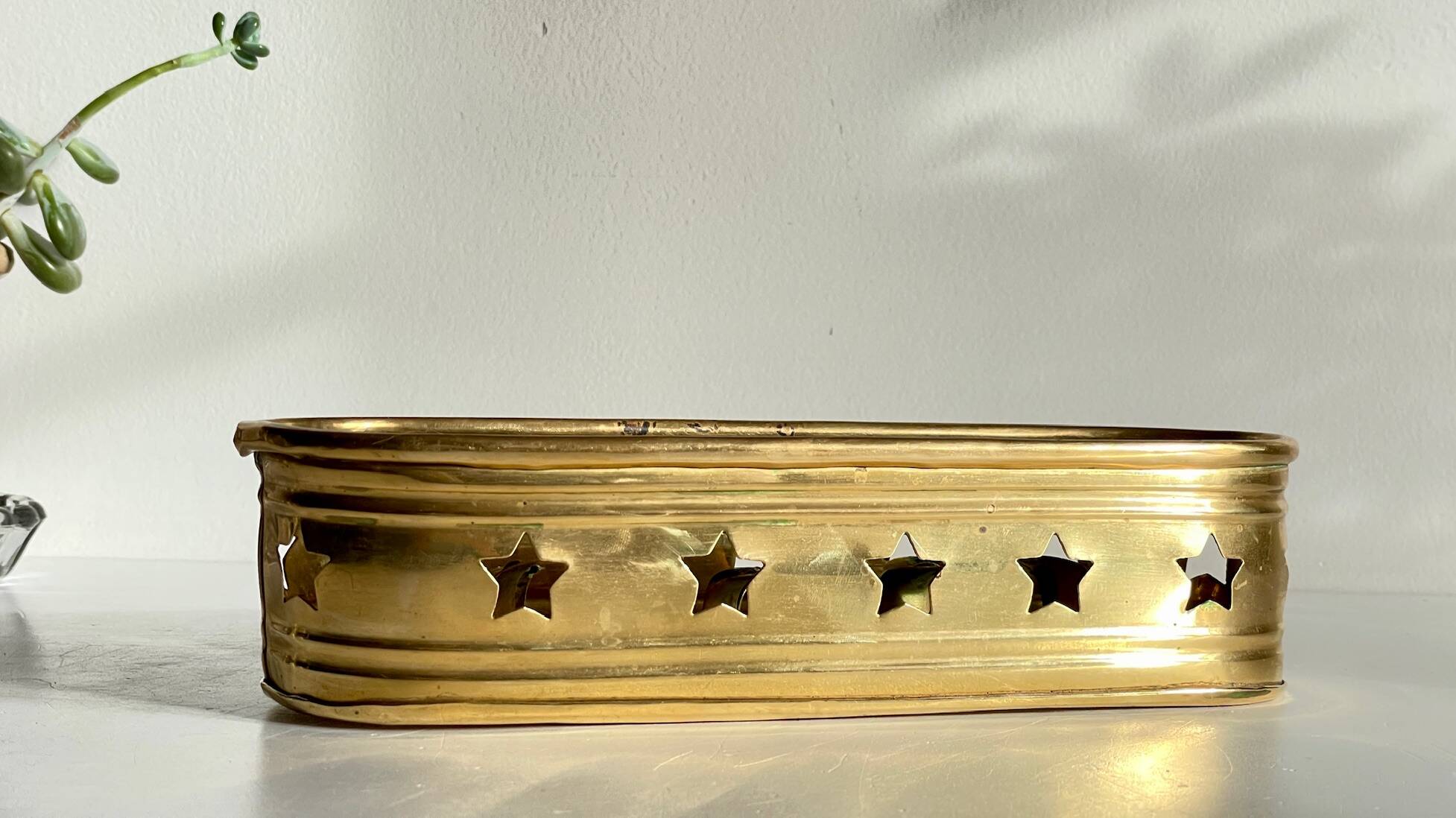 Bougeoir chandelier etoiles vintage laiton