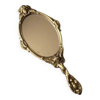 Vintage brass hand mirror