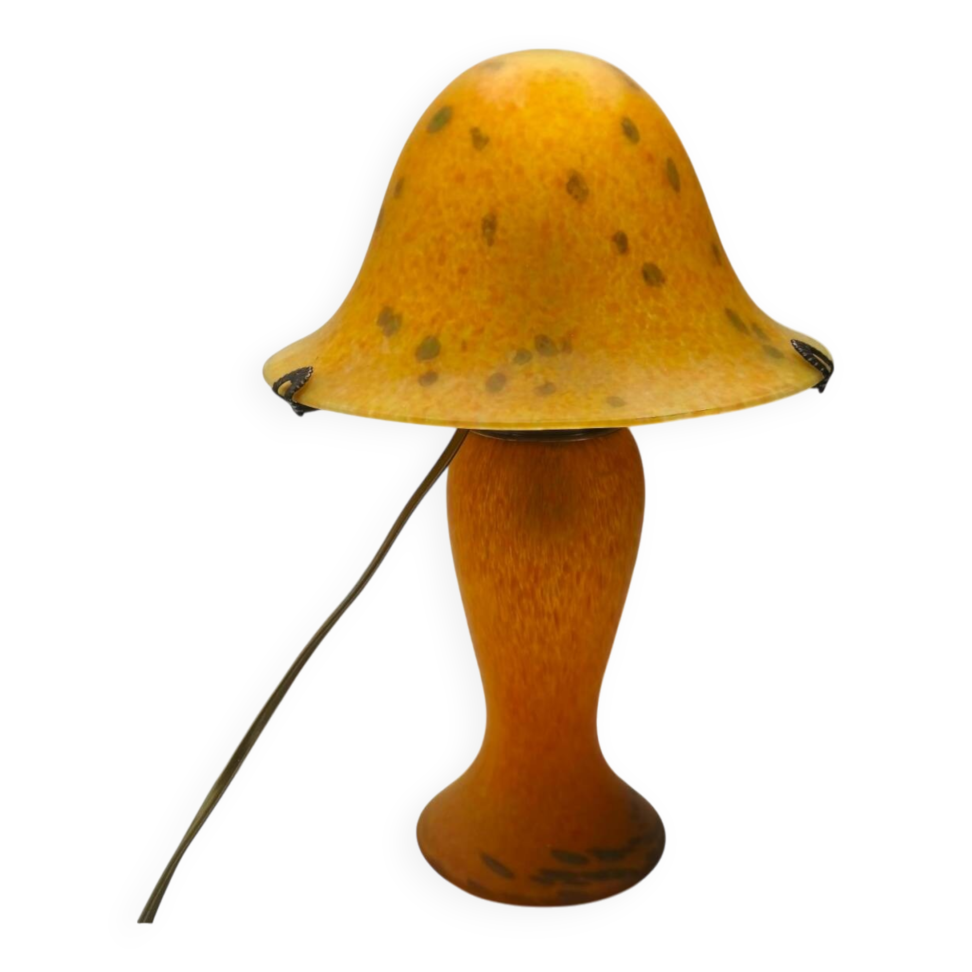 1980s V.A. France Table Lamp - Blown Glass Mushroom Shape