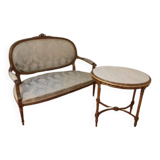 Gilded wood living room set and pedestal table