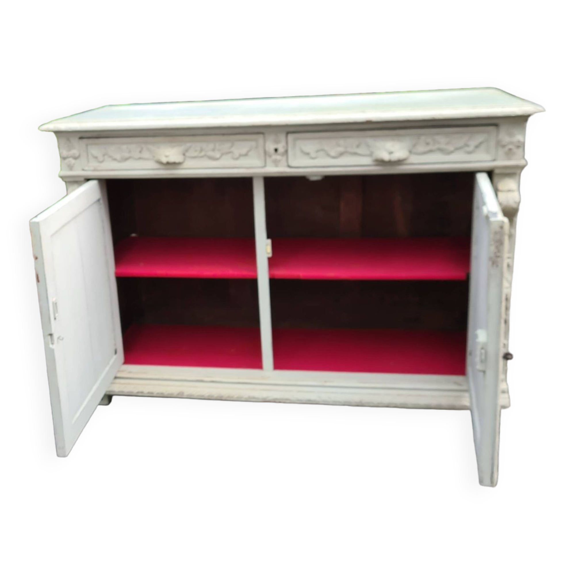 Old hunting buffet with original beige patina / hunting furniture