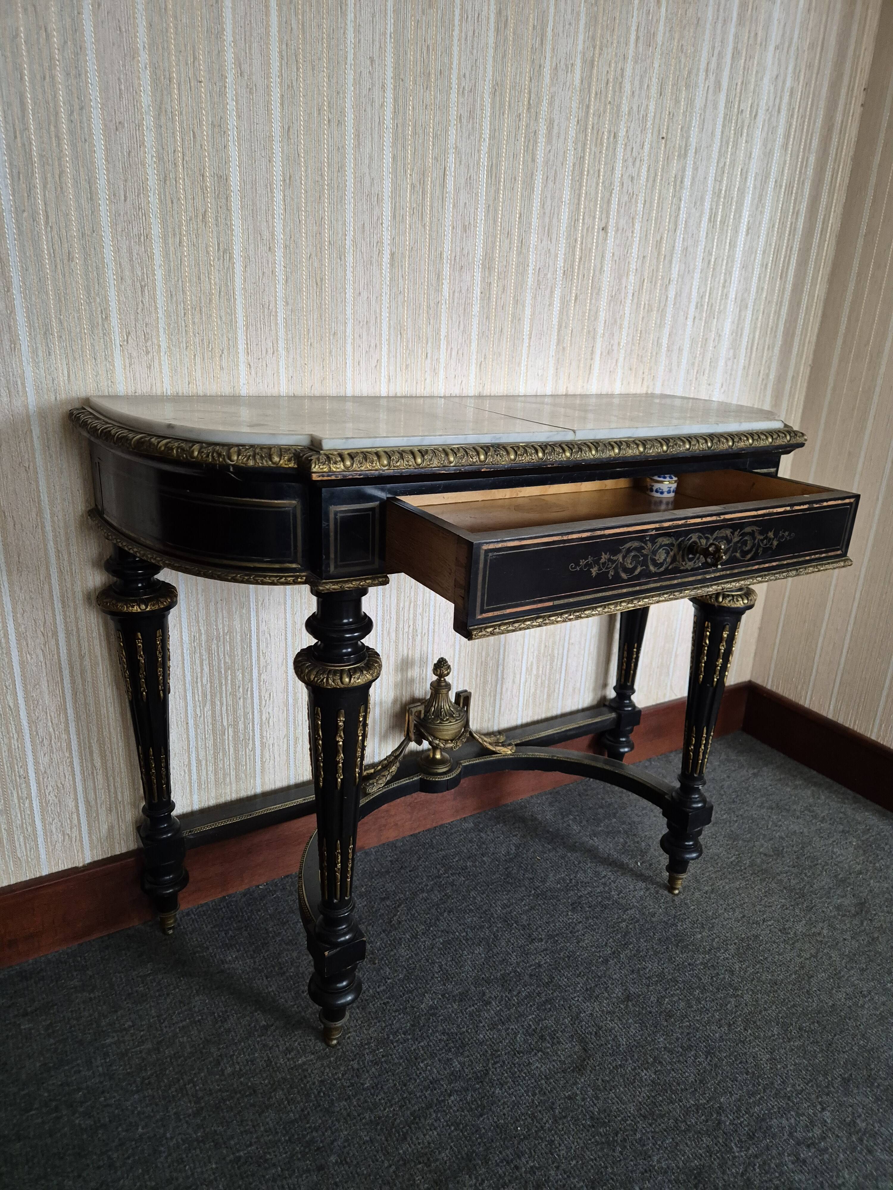 Console - marble, brass and wood