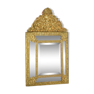Mirror with golden beading