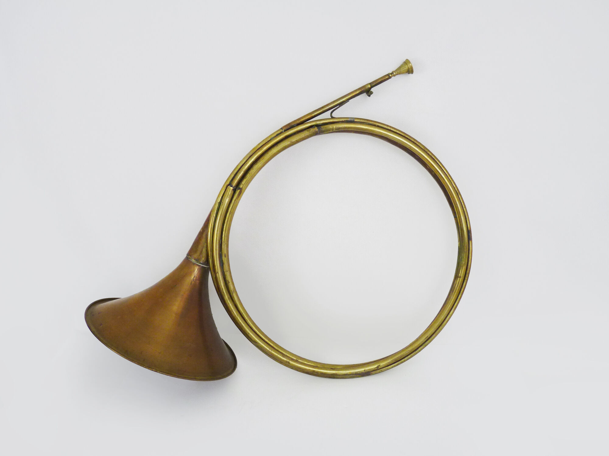 Old brass hunting horn