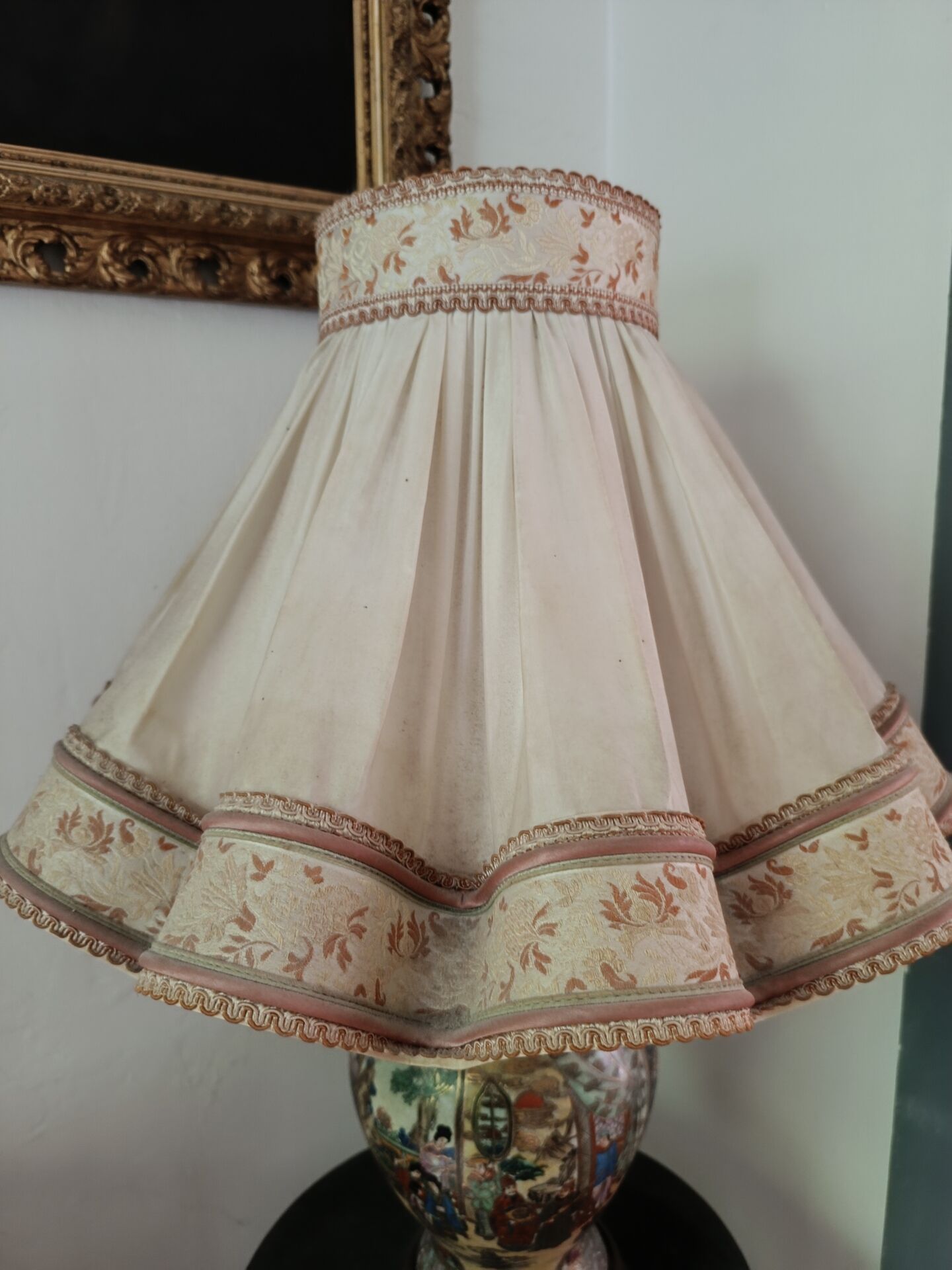 Asian lamp with draped shade