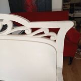 Banc Art Nouveau en bois de style colonial, rénové
