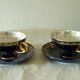Coffee tea cups in German kiln blue porcelain jlmenau germany