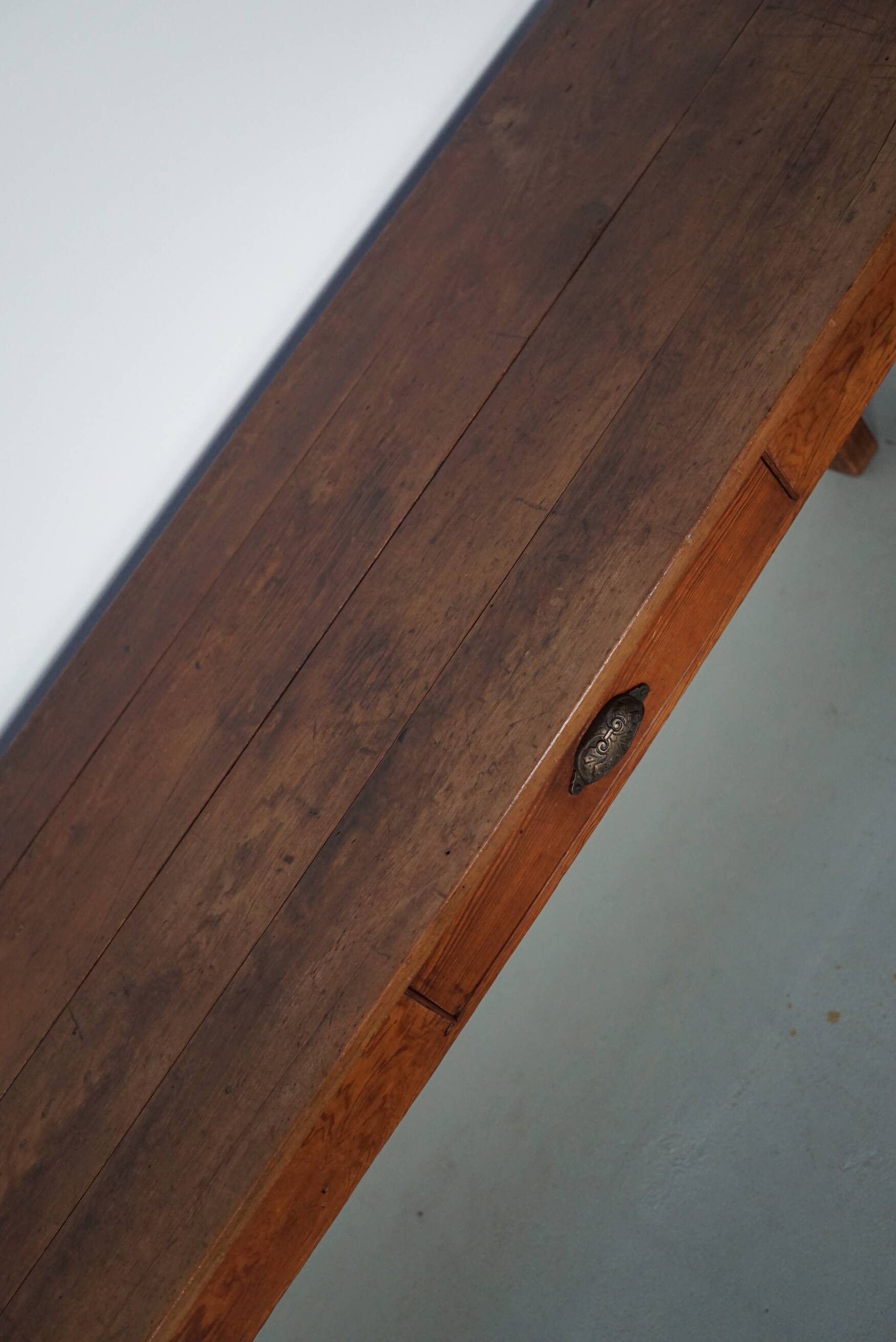 Rustic vintage French pine table or desk from the Landes, 1950s.