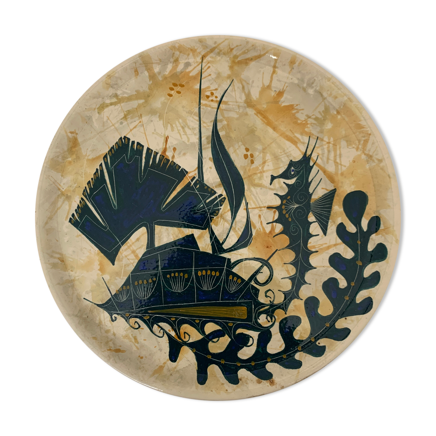 Decorative flat plate decoration decor of boat Goualch Jean Claude