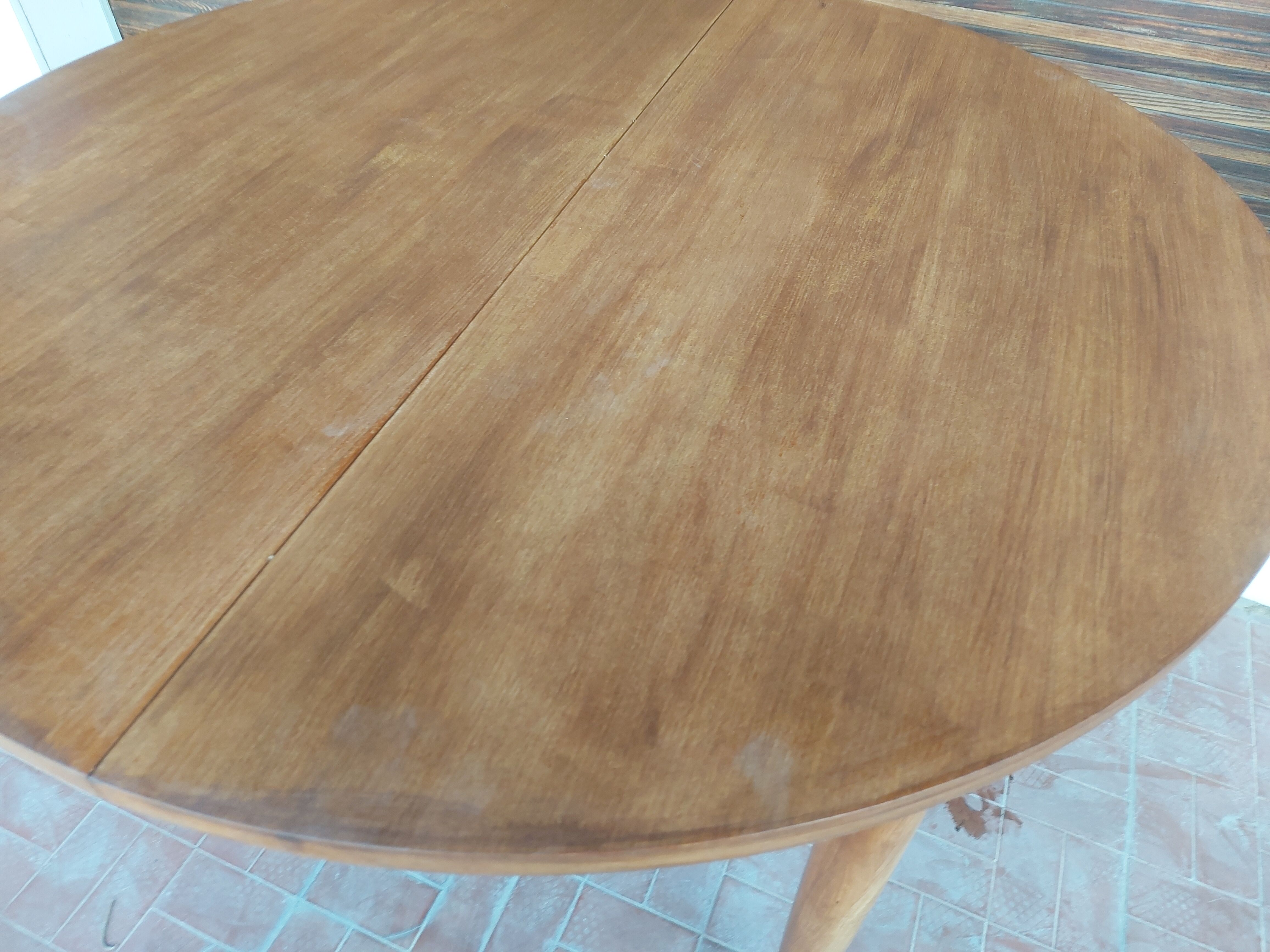 Scandinavian design teak table with extension cord
