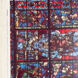 Original stained glass engraving painting from Chartres Cathedral