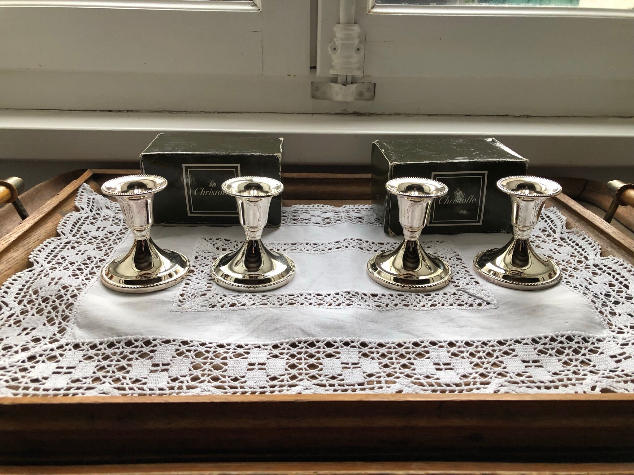 Pair of Christofle candle holders