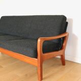 Canapé pliable danois vintage noir bouclé, années 1970