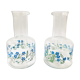 X2 vases -fioles en verre transparent motif myosotis - retro- vintage -deco
