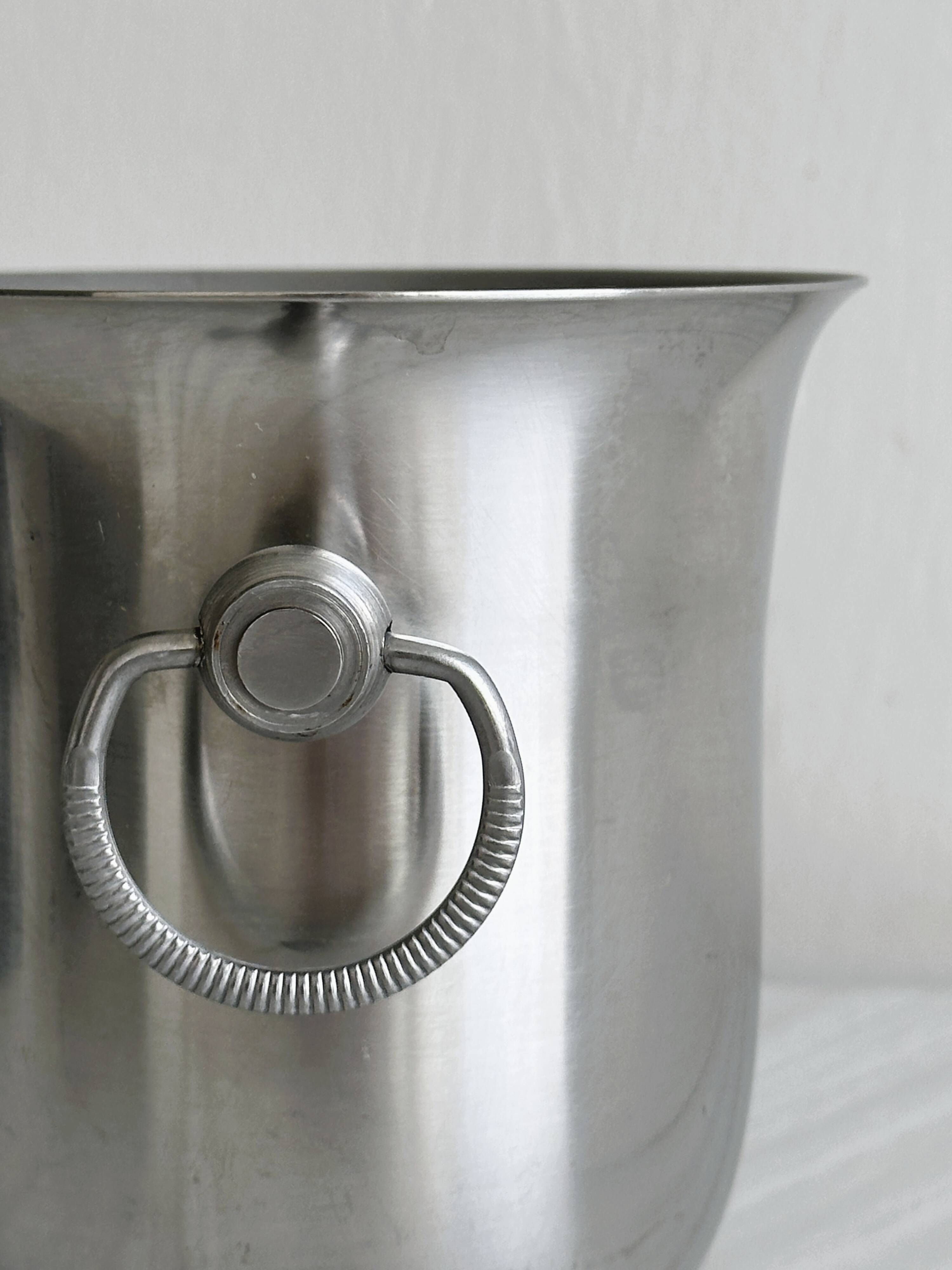 small matte silver metal ice bucket