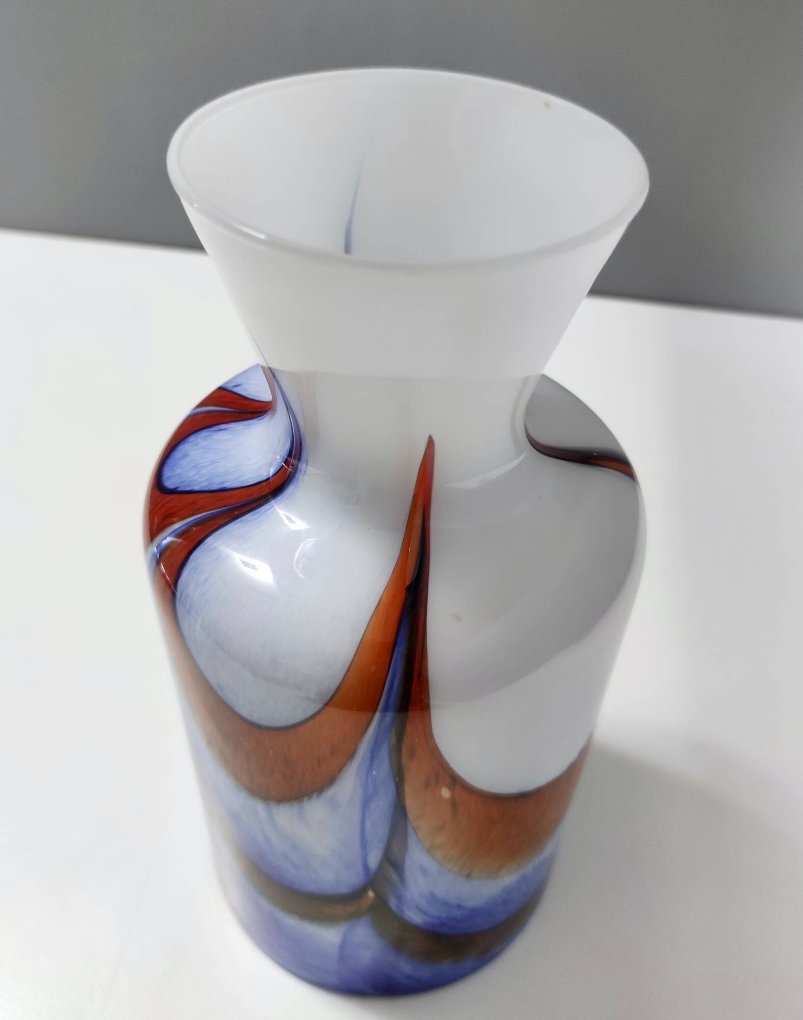 Red, White and Blue Murano Glass Vase by Carlo Moretti, Italy