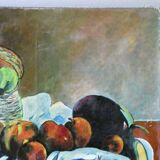 Oil painting on canvas, still life with fruit, signed