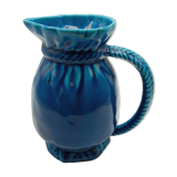 Pitcher in cracked blue Charolles earthenware