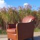 Vintage leatherette brown Art deco style chair 1950s