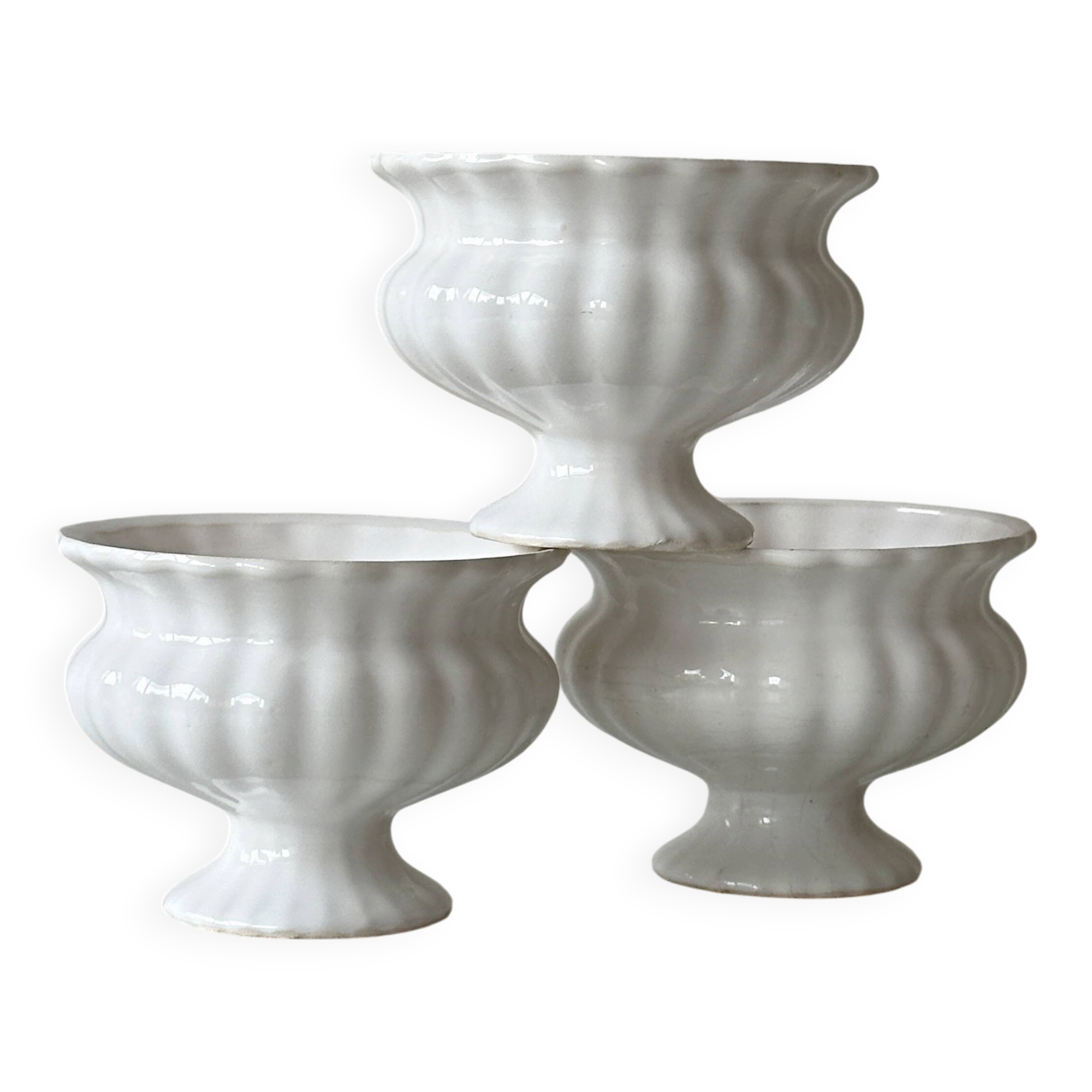 Lot trois cache-pots céramique blanche