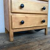 5 drawers dresser in light fir 1950 black buttons