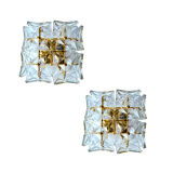 pair vintage wall lamps 60s golden crystal fine gold