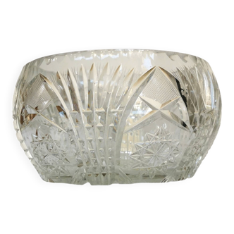 Vintage 1970s Lead Crystal Bowl: Bohemian Table Centerpiece