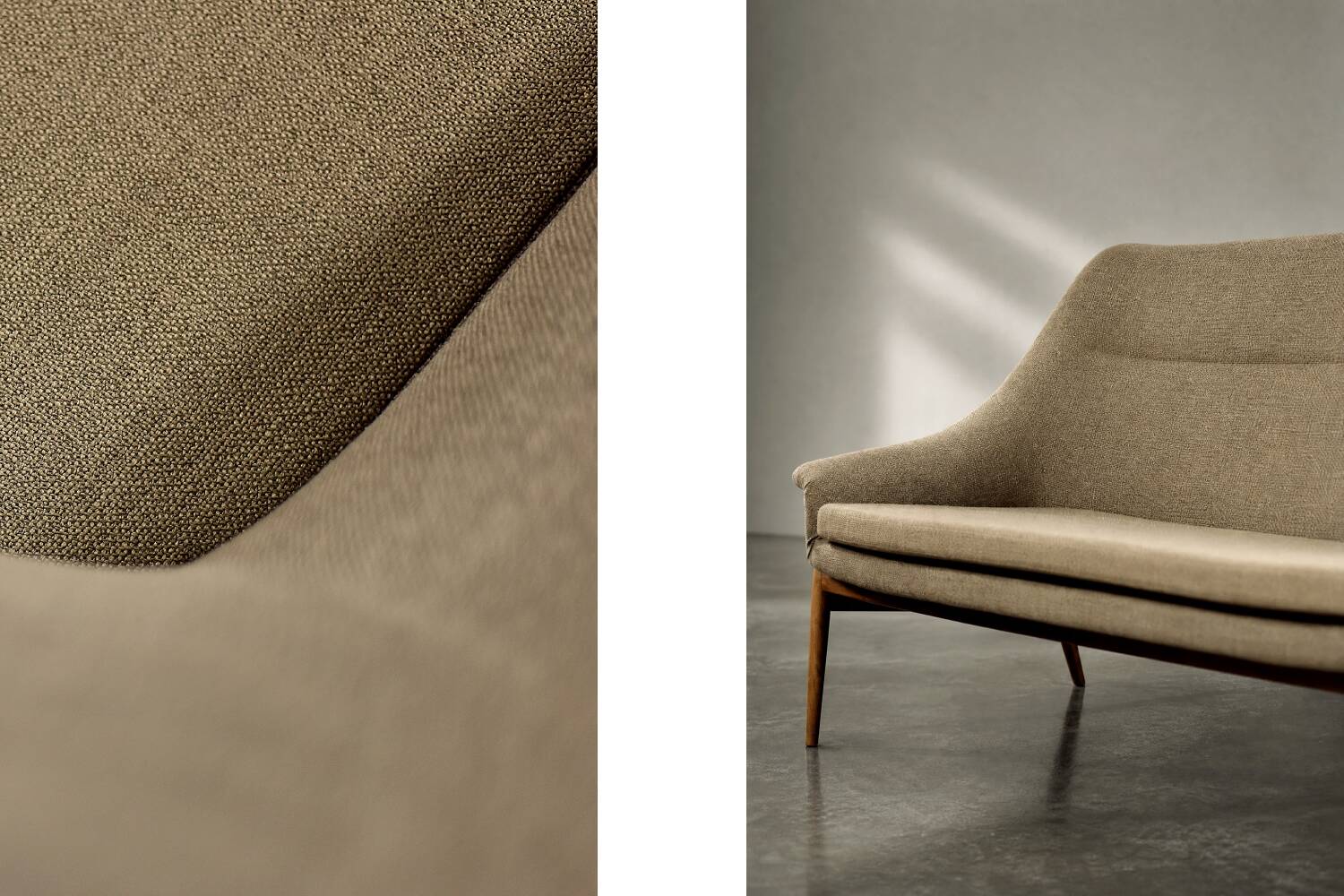 Mid-Century Scandinavian Modern 2Seater Brown Fabric Grace Sofa  from Ikea