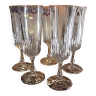 5 antique champagne glasses / vintage tableware
