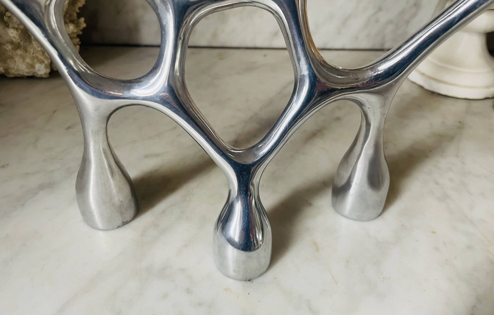 Vintage aluminium cast iron candlestick