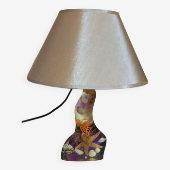 Vintage resin lamp with marine shell inclusions