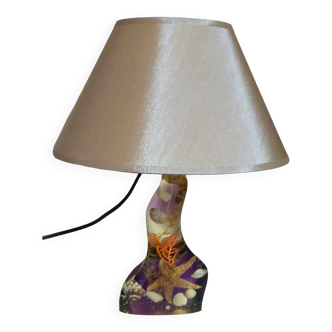 Vintage resin lamp with marine shell inclusions