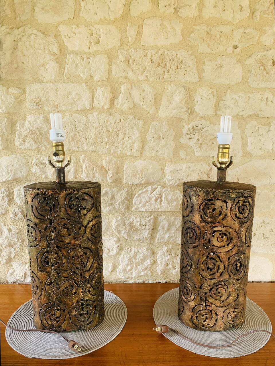 Pair of Brutalist table lamps by Irv Bramberg, 1960s