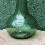 Single-flower vase in blown, bubbled glass, signed Biot
