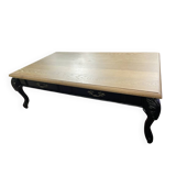 Table basse bois noir et chêne – 4 tiroirs de rangement