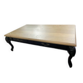 Black wood and oak coffee table – 4 storage drawers