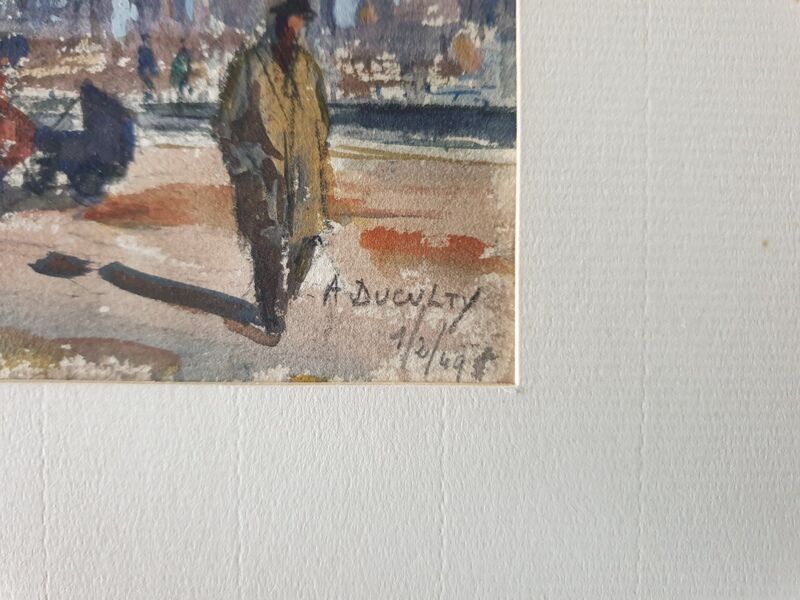 André Duculty (1912-1990) Watercolor on paper "The Tuileries Garden in Paris" Signed below