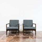 Pair of Restored Black B-7522 armchairs by Zenon Bączyk, 1960’s