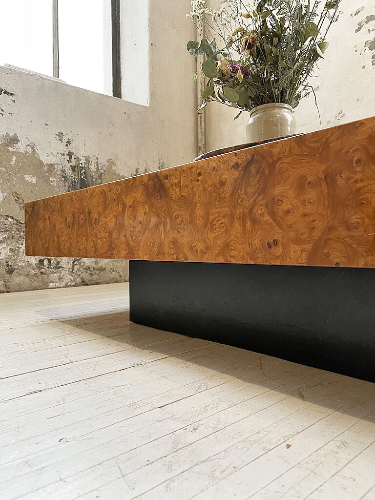 Italian coffee table elm magnifying glass