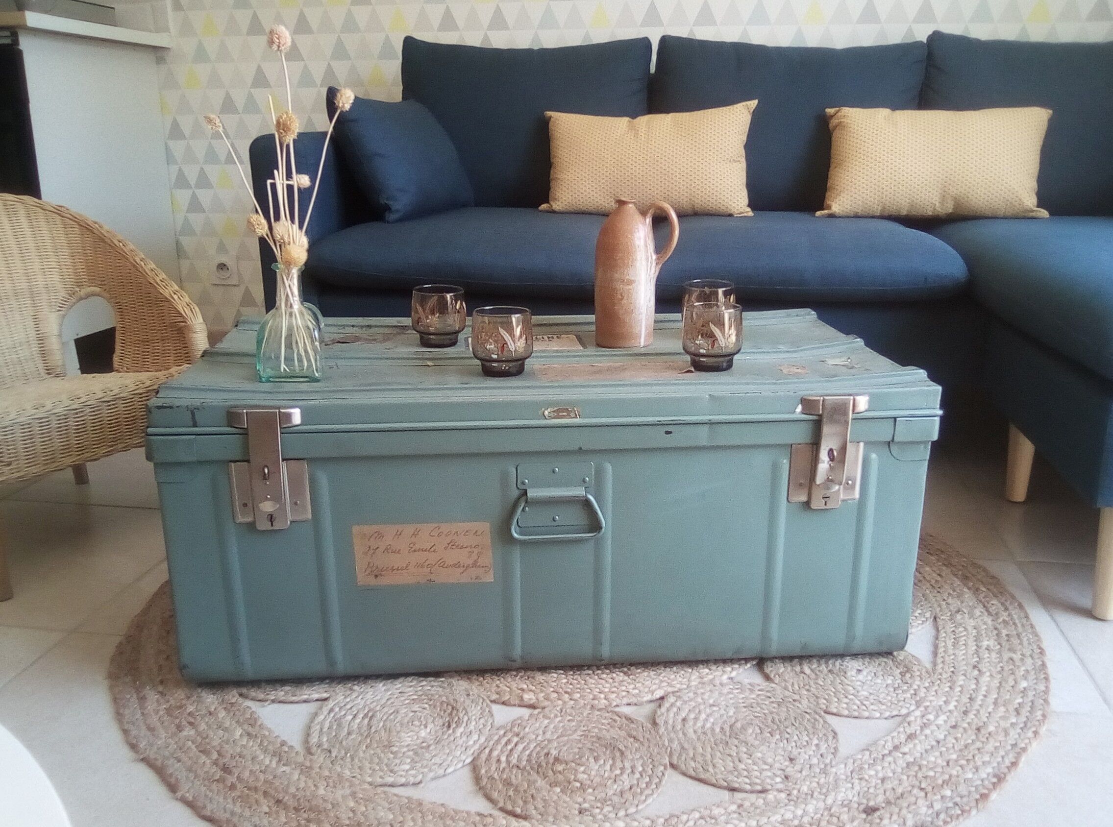 Vintage metal trunk of the 60s