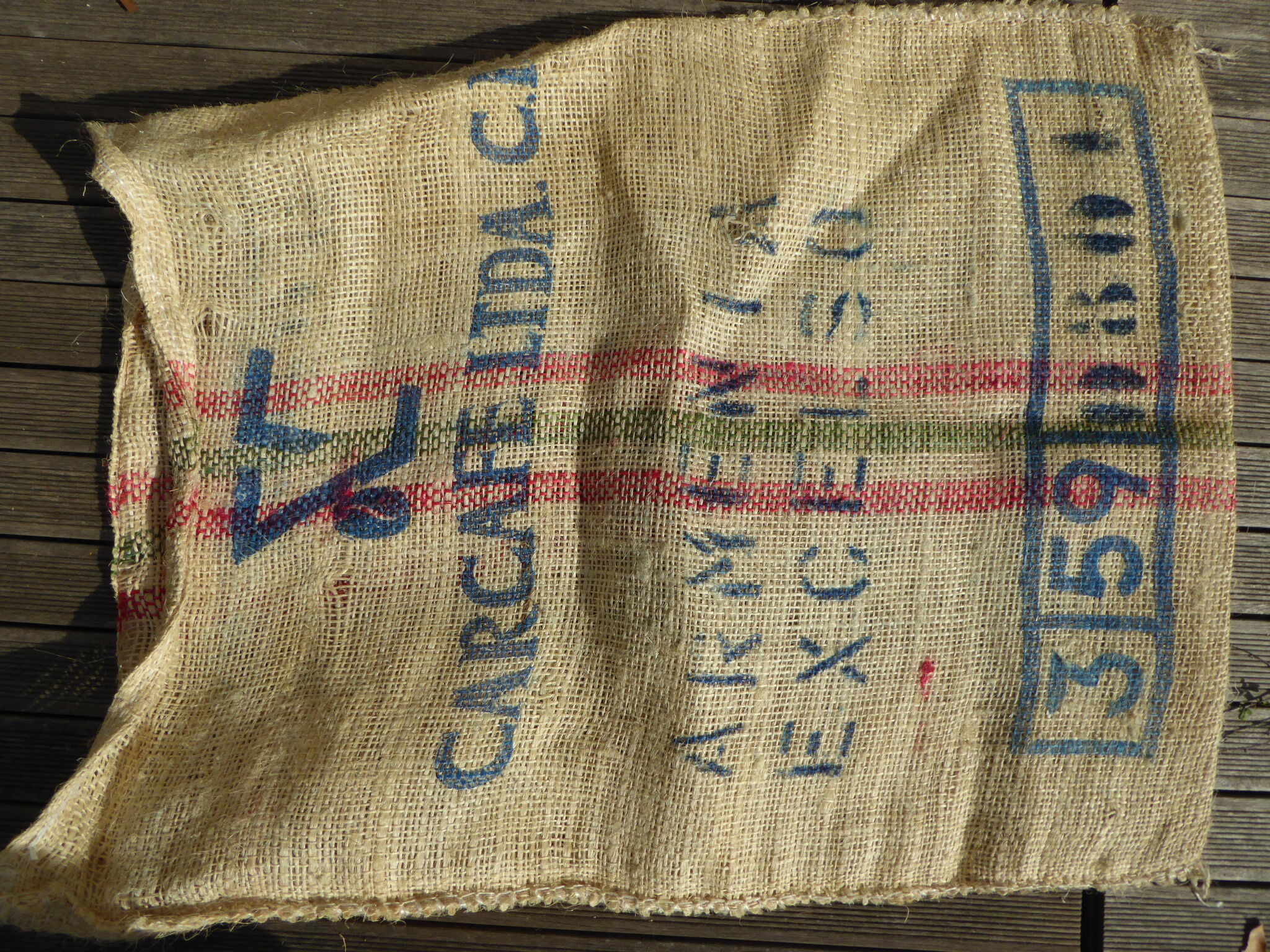 Carcafé Colombia triple stripe jute bag