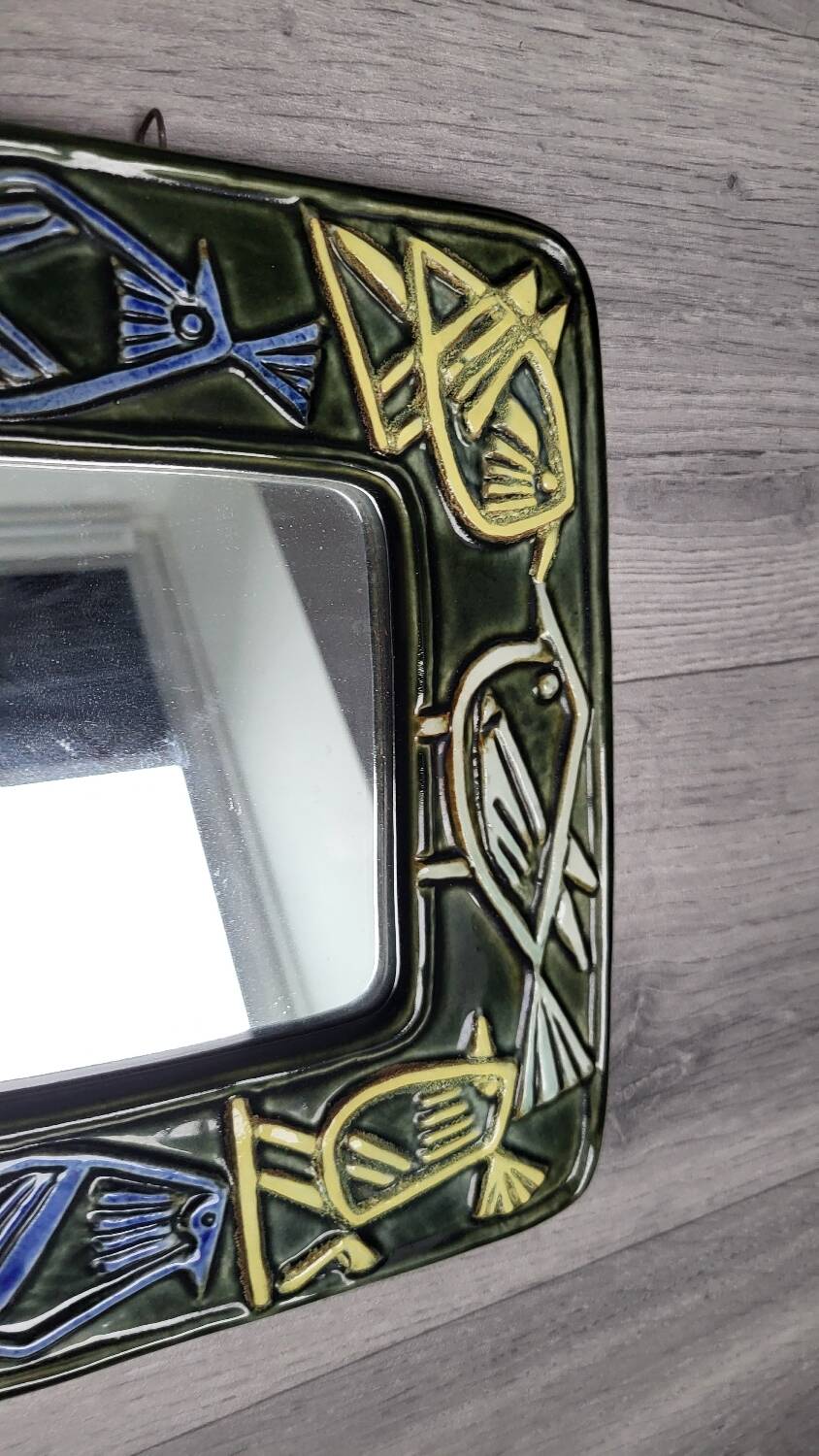 Mirror Birds in Ceramic Lisa Larson Harlequin Series / Gustavsberg