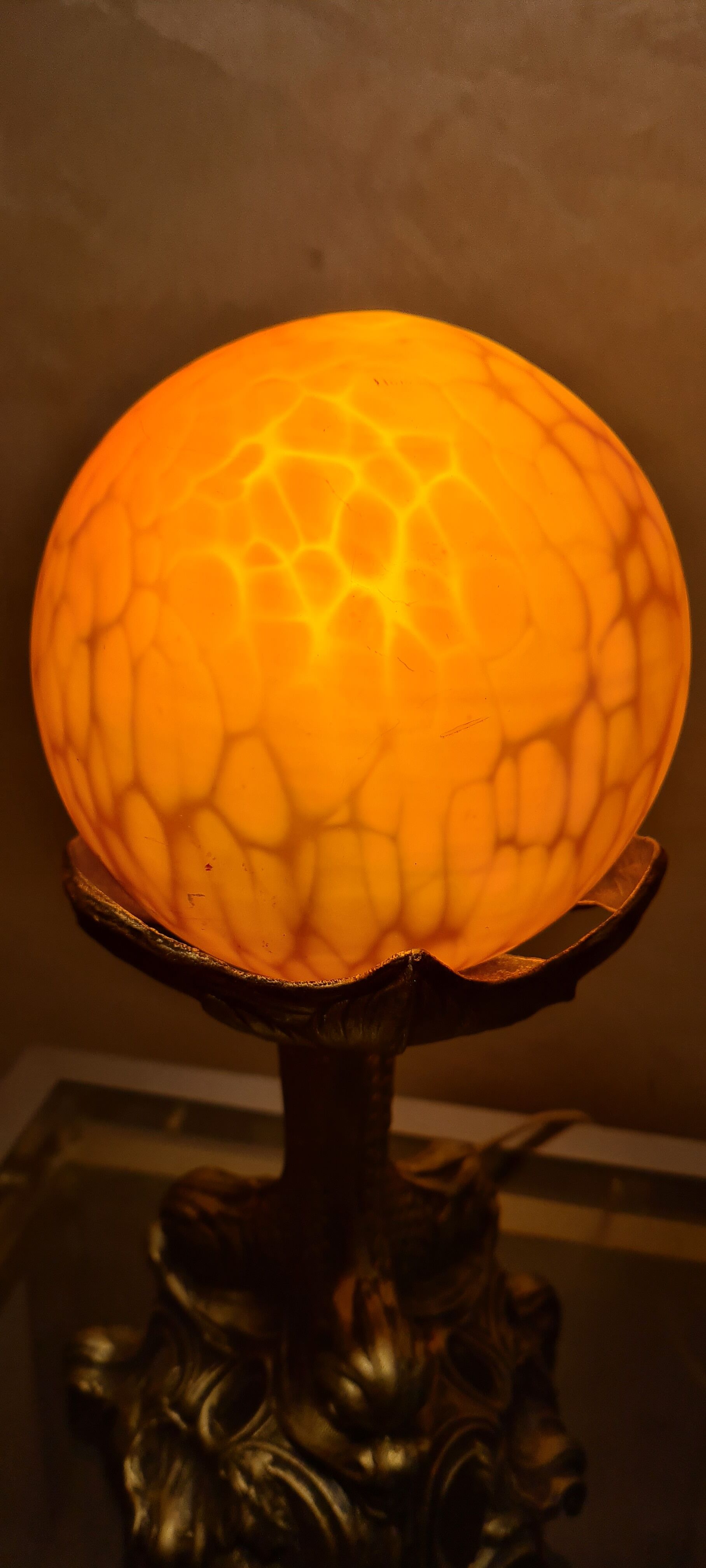 Art deco lamp 1920 to 30 metal patina gold 28x15