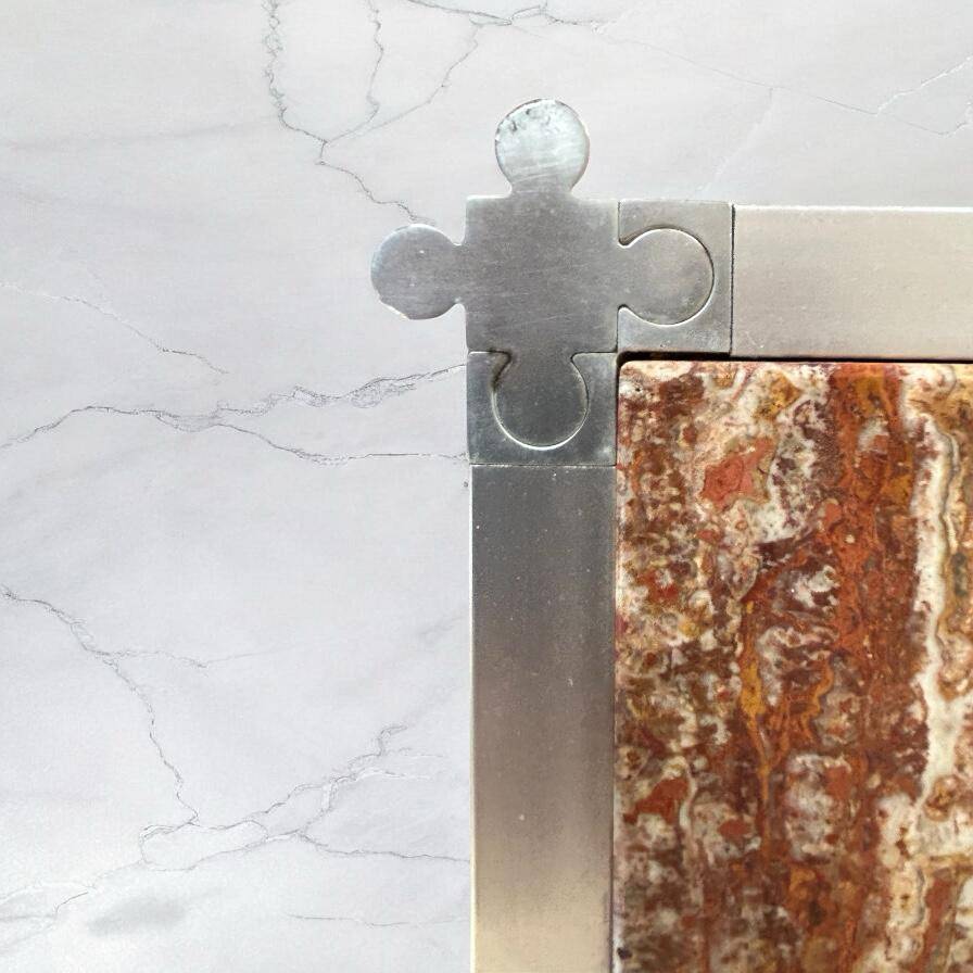 Georges Ciancimino - Very Important and Rare Square Travertine Coffee Table Ro