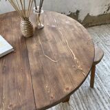 1950s round pine table with extensions
