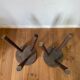 Pair of brutalist stool in solid oak 60s