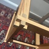Brutalist table in wood and smoked glass