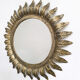 Midcentury French gold gilded leaf sunburst mirror